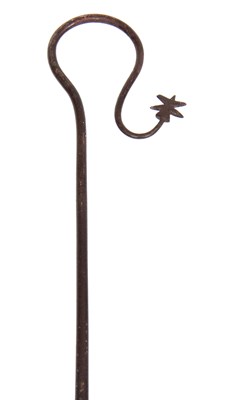 Lot 262 - A LATE 19th CENTURY WROUGHT IRON GOOSE CROOK...