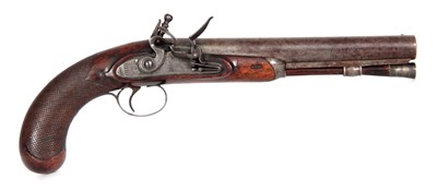 Lot 276 - A GEORGE III FLINTLOCK DUELLING PISTOL SIGNED...