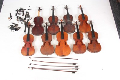 Lot 285 - A COLLECTION OF EIGHT VIOLINS, ONE VIOLA AND 5...