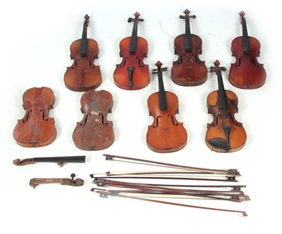 Lot 287 - A COLLECTION OF 8 VIOLINS, VIOLIN PARTS AND 9...