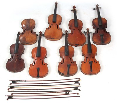 Lot 288 - A COLLECTION OF 7 VIOLINS, 8 VIOLIN BOWS AND 1...