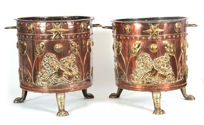 Lot 306 - A PAIR OF 19TH CENTURY DUTCH COPPER AND BRASS...