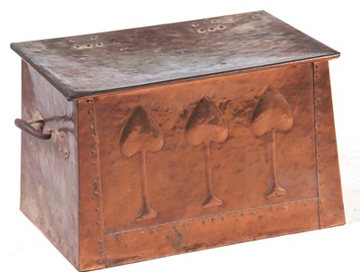 Lot 307 - A COPPER ART NOVEAU STYLE LOG BIN with...