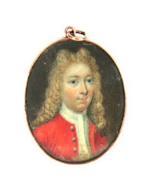 Lot 313 - A GEORGE III 9CT GOLD CASED MINIATURE ON IVORY...