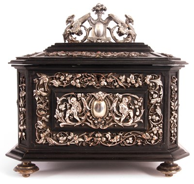 Lot 624 - An elaborate 19th Century French Ebony CASKET...