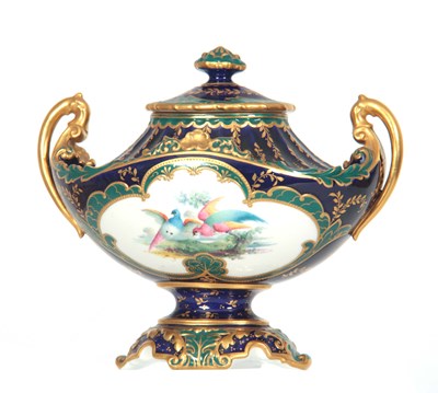 Lot 33 - AN ORNATE ROYAL CROWN DERBY GILT TWO-HANDLED...