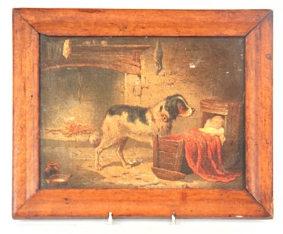 Lot 330 - 19TH CENTURY OIL ON PANEL interior scene with...