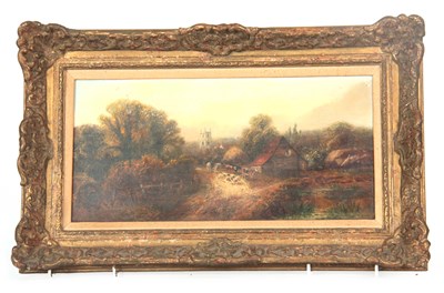 Lot 334 - 19TH CENTURY OIL ON CANVAS a tree lined...