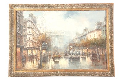 Lot 347 - J GASTON - OIL ON HARDBOARD Parisian Street...