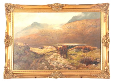 Lot 354 - 19TH CENTURY OIL ON CANVAS highland cattle in...