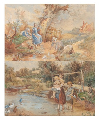 Lot 376 - A PAIR OF 19TH CENTURY WATERCOLOURS wooded...