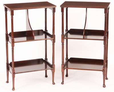 Lot 932 - A PAIR OF THREE TIER EDWARDIAN MAHOGANY BOOK...