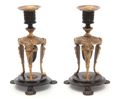 Lot 392 - A PAIR OF REGENCY BRONZE AND ORMOLU...