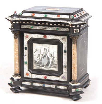 Lot 399 - A 19TH CENTURY ITALIAN EBONY, IVORY INLAID AND...