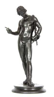 Lot 402 - A 19TH CENTURY PATINATED BRONZE SCULPTURE...