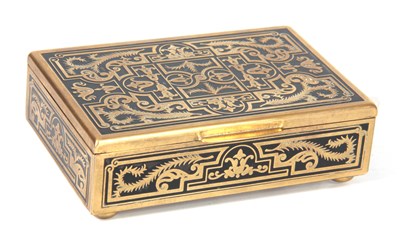 Lot 411 - A GERMAN BRASS AND EBONIZED BOULLEWORK BOX...