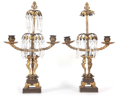 Lot 415 - A PAIR OF 19TH CENTURY REGENCY BRONZE AND GILT...