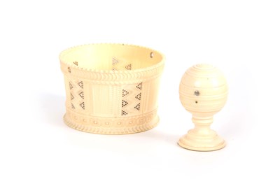 Lot 430 - A 19TH CENTURY TURNED IVORY BASKET with...