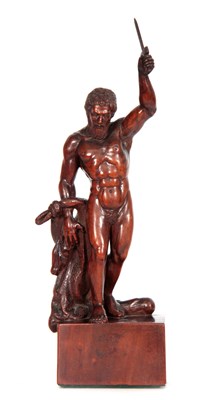 Lot 434 - A 19TH CENTURY CARVED WALNUT FIGURAL SCULPTURE...