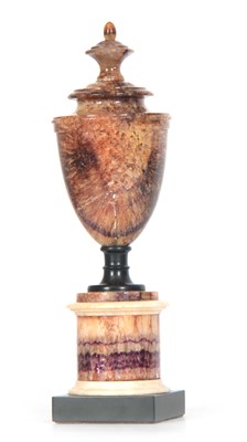 Lot 436 - A 19TH CENTURY BLUE JOHN AND BLACK SLATE URN...