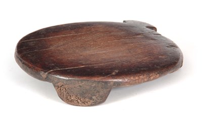 Lot 448 - A PRIMITIVE SIDE HANDLED HARDWOOD CIRCULAR...