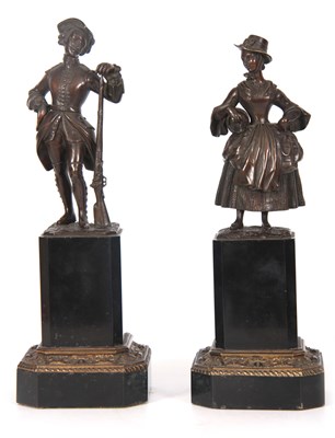 Lot 456 - A PAIR OF 19TH CENTURY BRONZE FIGURES...