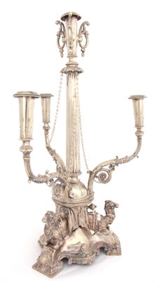 Lot 469 - A 19TH CENTURY SILVER PLATED NICKEL CANDELABRA...