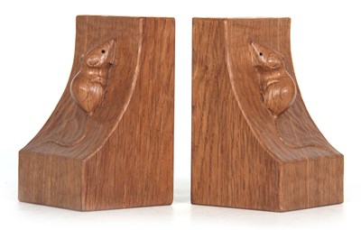 Lot 473 - A PAIR OF ROBERT 'MOUSEMAN' THOMPSON ADZED OAK...