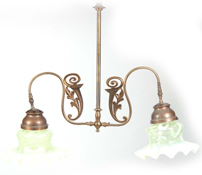 Lot 474 - A LATE 19TH CENTURY ART NOUVEAU STYLE BRASS...