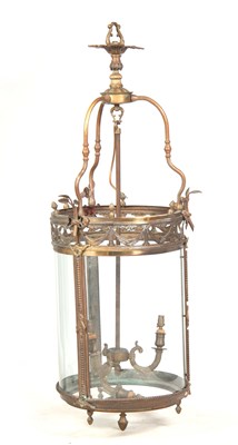 Lot 478 - A LARGE 20TH CENTURY BRASS HANGING LANTERN...