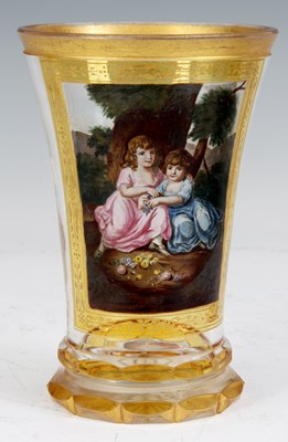 Lot 3 - AN UNUSUAL 19TH CENTURY VIENNESE FLARED GLASS...