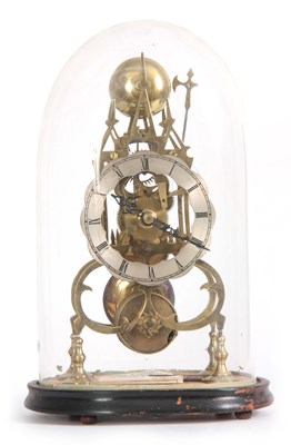 Lot 500 - A 19TH CENTURY BRASS SKELETON CLOCK with eight-...