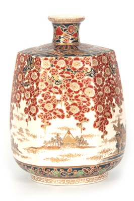 Lot 55 - AN IMPERIAL SATSUMA HEXAGONAL VASE of slightly...