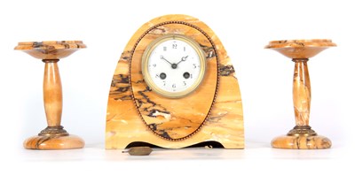 Lot 556 - A FRENCH ART DECO SIENNA MARBLE CLOCK...