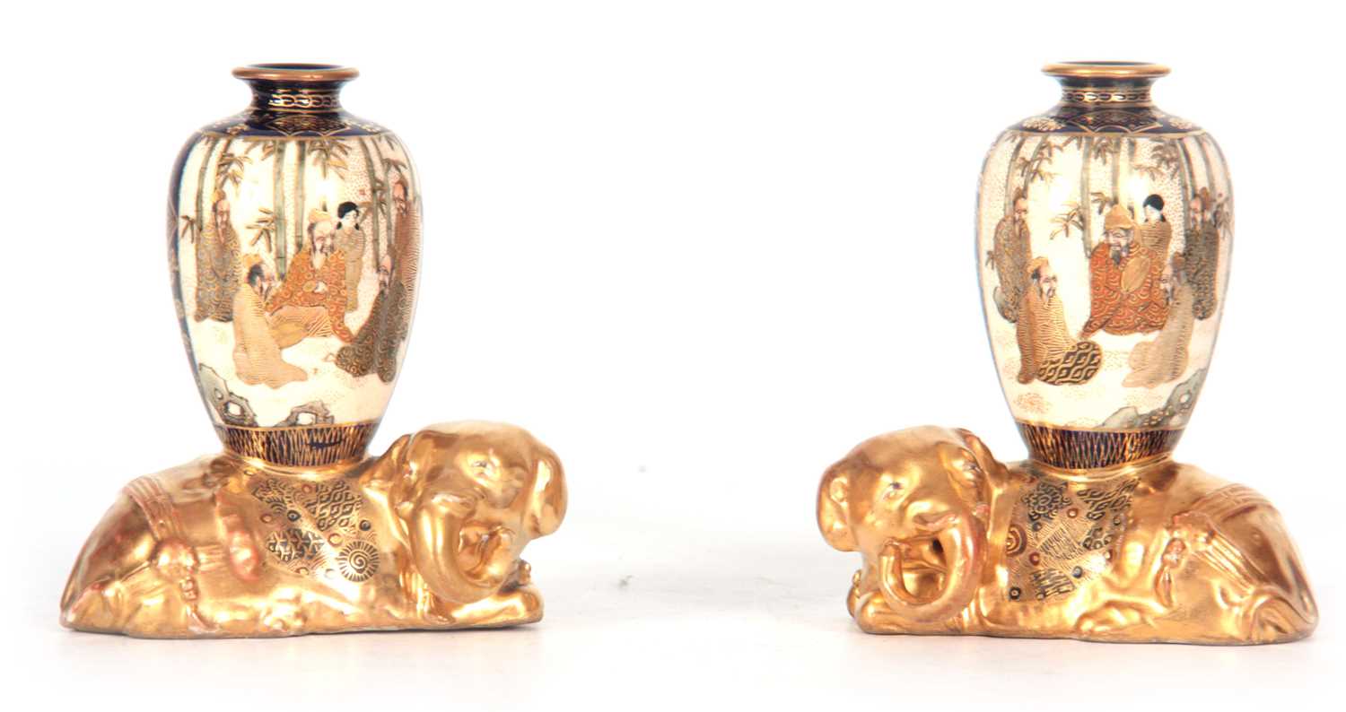 Lot 60 - A PAIR OF JAPANESE MEIJI PERIOD FIGURAL VASES...