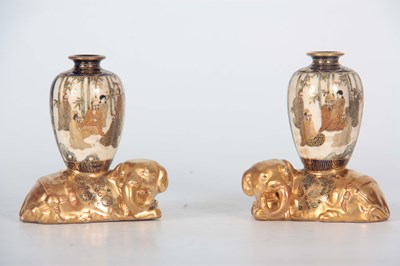 Lot 60 - A PAIR OF JAPANESE MEIJI PERIOD FIGURAL VASES...