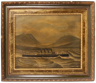 Lot 373 - EARLY 20th CENTURY  OIL ON CANVAS Steam ship...