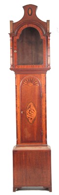 Lot 604 - A GEORGE III OAK AND MAHOGANY LONGCASE CLOCK...