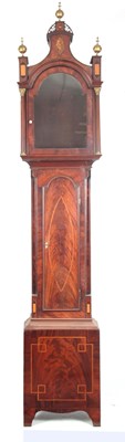 Lot 609 - A GEORGE III FIGURED MAHOGANY AND BOXWOOD...