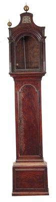 Lot 610 - A GEORGE III FIGURED MAHOGANY LONGCASE CLOCK...