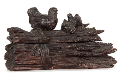 Lot 619 - A 19TH CENTURY SWISS BOX modelled as chickens...