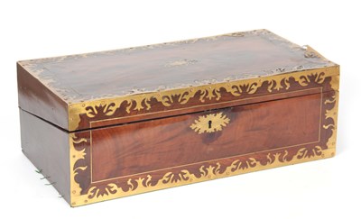 Lot 631 - A REGENCY BRASS INLAID FLAMED MAHOGANY WRITING...