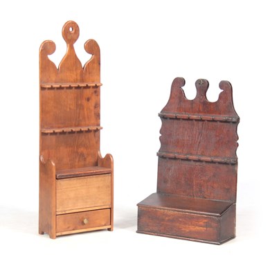 Lot 647 - AN 18TH CENTURY OAK SPOON RACK with shaped...