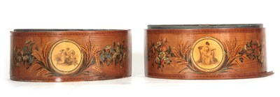 Lot 648 - A PAIR OF GEORGE III SHERATON STYLE DEMI LUME...