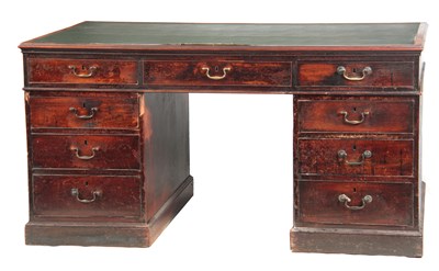 Lot 654 - AN EARLY GEORGE III MAHOGANY PARTNERS DESK...