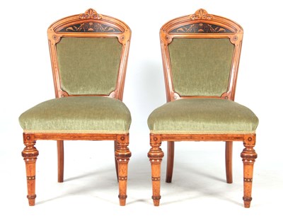 Lot 660 - A PAIR OF LATE 19TH CENTURY INLAID SATINWOOD...