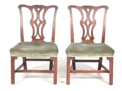 Lot 663 - A PAIR OF GEORGE III MAHOGANY CHIPPENDALE...