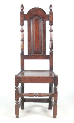 Lot 680 - A LATE 17TH CENTURY OAK SIDE CHAIR with arched...