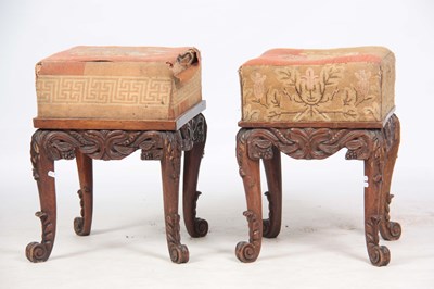 Lot 683 - A PAIR OF 19TH CENTURY CARVED OAK UPHOLSTERED...