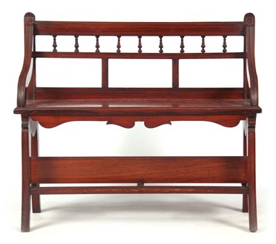 Lot 700 - A LATE 19TH CENTURY WALNUT HALL BENCH...